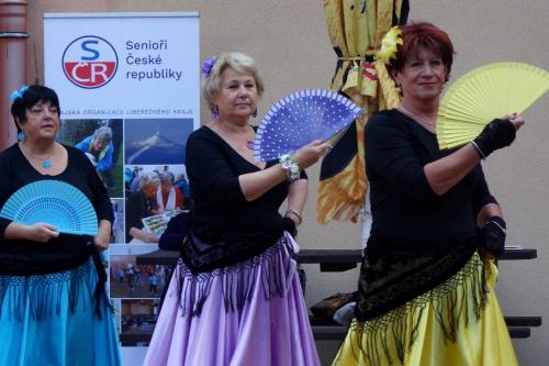 6....Sport. hry seniorů, Liberec SENIORKY  tančí,v pozadí nové logo -rollap